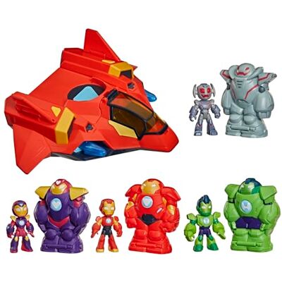 Marvel Disney Jr. Series 's Iron Man and His Awesome Friends Ultimate Giant-Sized Armor Iron Jet-speelgoedset, actiefiguren van 7,6 cm, harnassen, voertuig Marvel Disney Jr. Series 's Iron Man and His Awesome Friends Ultimate Giant-Sized Armor Iron Jet-speelgoedset, actiefiguren van 7,6 cm, harnassen, voertuig