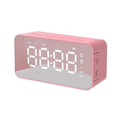 ppactvo Nachtkastmodus Wekkers Digitale Radio Wekker Slaapkamer Klok Smart Klokken Kids Wekkers Kleine Klok Kids Wekker Gespiegeld Wandklok Pink,One Size