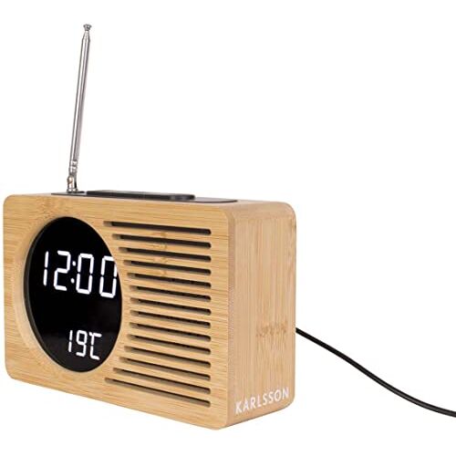 Karlsson Retro bamboe wekkerradio