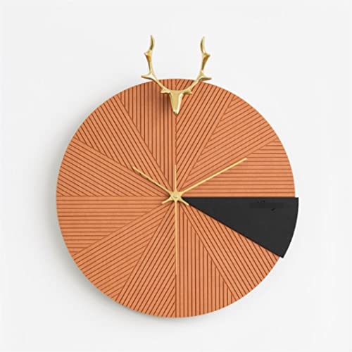 GaRcan Wandklok Slaapkamer Wandklok Woonkamerklok Moderne decoratieve wandklok Stil Niet-tikkend Gemakkelijk af te lezen Huisklok Decoratieve wandklokken voor woonkamer (oranje)