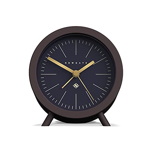 NEWGATE Fred Barrel Alarm Clock 'No-Tick' Ronde Klok Retro Wekker Analoge Wekker Analoge Tikvrije Wekker Kleine Wekker Analoge Bureauklok (Chocolade Zwart/Zwarte Wijzerplaat)