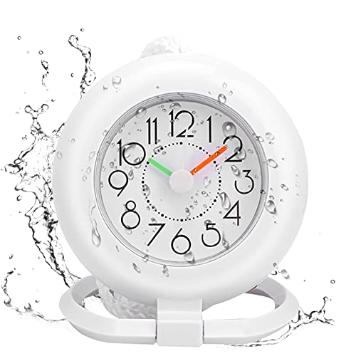 Jadeshay Badkamerklok, badkamer klok klein waterdicht douche timer wekker digitale klok badkamer keuken wandklok (wit)