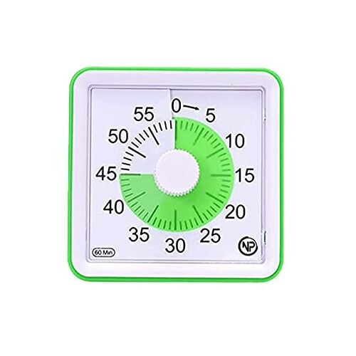 NPO 60 minuten visuele timer, stille timer voor kinderen en volwassenen, klaslokaal countdown klok, tijdmanagementtool voor onderwijs TMR60G (groen)