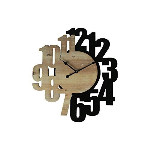 Rebecca Mobili Moderne klok, wandklokken, MDF, zwartbruin, grote cijfers, voor keukenruimte Afmetingen: 56,5 x 50 x 4,5 cm (HxBxD) Art. KONING 6568