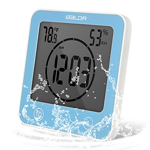 DEECOZY Tendlife Klok Thermohygrometer, Badkamerklok, Digitale Timerwekker, LCD Timer Douche Draagbare Badkamerklok met Touch Control voor Keuken en Badkamer