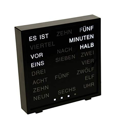 United LED woord klok woordklok klok in woorden Word Clock Duits Zwart 17x16.5 cm