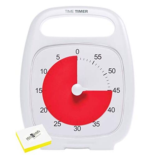Time Timer Plus 60 minuten witte klok + Gatis post-it blok voor tijdbeheer, tijdmanagement voor kantoor, klas, thuis (kinderen met ADHD, ADD, autisme, asperger)