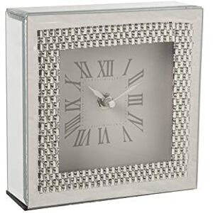 DRW Vierkante klok met zilveren spiegel en spiegel, 15 x 5 x 15 cm DRW Vierkante klok met zilveren spiegel en spiegel, 15 x 5 x 15 cm