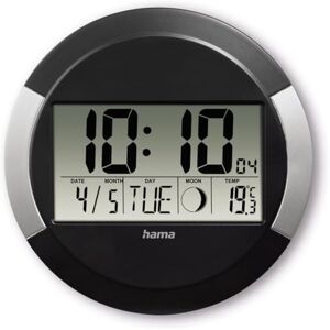 Hama Digitale wandklok met radio (radiogestuurde klok zonder tikkende geluiden, digitale klok met LCD-display, thermometer, kalender, maanfase, incl. batterij om op te hangen of neer te zetten Hama Digitale wandklok met radio (radiogestuurde klok zonder tikkende geluiden, digitale klok met LCD-display, thermometer, kalender, maanfase, incl. batterij om op te hangen of neer te zetten