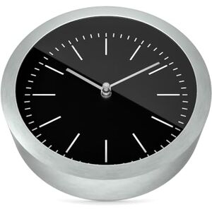Mebus 2-in-1 wandklok en tafelklok met geborstelde aluminium behuizing, zonder tikkende geluiden dankzij nauwkeurig kwartsuurwerk, zwart/zilver, 15 cm klein Mebus 2-in-1 wandklok en tafelklok met geborstelde aluminium behuizing, zonder tikkende geluiden dankzij nauwkeurig kwartsuurwerk, zwart/zilver, 15 cm klein