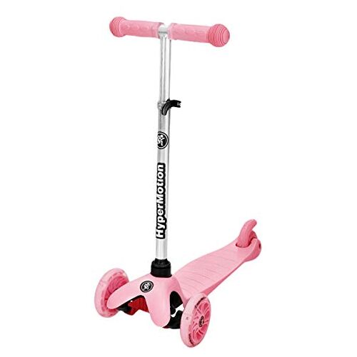 HyperMotion , Driewieler Balance Scooter voor kinderen 3-5 jaar, scooter met led-wielen voor jongeren, step, driewieler met in hoogte verstelbaar stuur, voor meisjes en jongens, roze