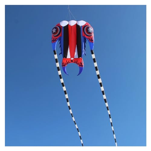 violi Draken Vis 7㎡~16㎡ Trilobite Draak, Grote Eenige Parafoil Vlieger Zachte Opblaasbare Linnen Draak gemaakt van 30D Ripstop Nylon met Tas (Kleur: Blauw, Maat: 10 m²)