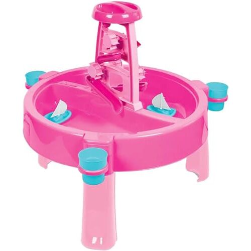 DOLU Roze 3-in-1 Activiteitentafel voor zand en water Roze indoor & outdoor activiteitentafel met deksel voor kinderen van 2 tot 8 jaar oud (73cm H)