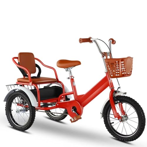 LSQXSS Grote driewielers met pedalen kinderen van 3-10 jaar,driewieler-riksja-driewielers met gevoelige rem,tweezits tandem-driewieler met passagiersstoel,meerdere opbergruimtes,peuter-cruiser-driewieler