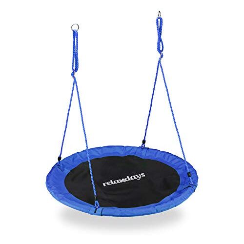 Relaxdays nestschommel, schommel voor kinderen & volwassenen, Ø 110 cm, tot 100 kg, vogelnestschommel, blauw