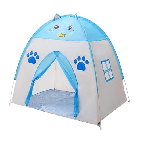 Abhpjuy Kindertent voor binnen, speeltent voor meisjes, speeltent voor kinderen, outdoor, indoor, pop-up tent, 130 x 100 x 130 cm, speeltent voor kinderen, blauw