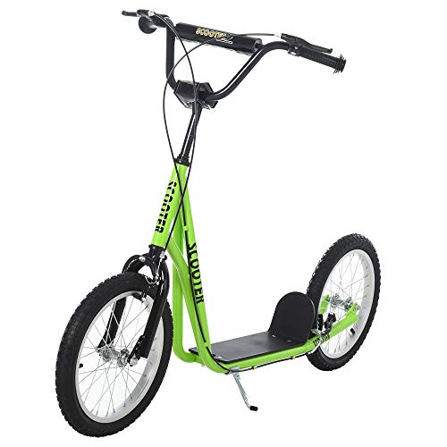 HOMCOM kinderscooter scooter step stadsscooter kinderscooter kickboard met luchtbanden 16 inch groen 139 x 58 x 90-96 cm