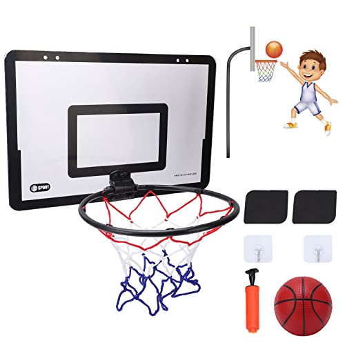 Pilipane Indoor basketbal hoepel voor kinderen, indoor mini-basketbalhoepel set voor deur en muur met complete, hangende deur gemonteerde basketbalhoepel set met ballen geschenken voor jongens