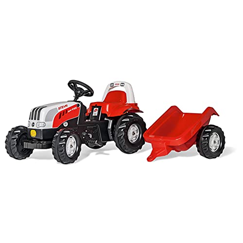 ROLLY TOYS 012510 rollyKid Steyr 6165 CVT tractor (met aanhanger, voor kinderen vanaf 2,5 jaar, fluisterloopbanden, rolbeugel)