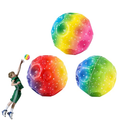 Feliciay 3 stuks astro jumpballen, Space Jump Ball Moon Ball, springen rubberen bal, hoge springende rubberen bal, 7 cm mini stuitende bal, een knallend geluid maken bouncy ballen voor kinderen cadeau