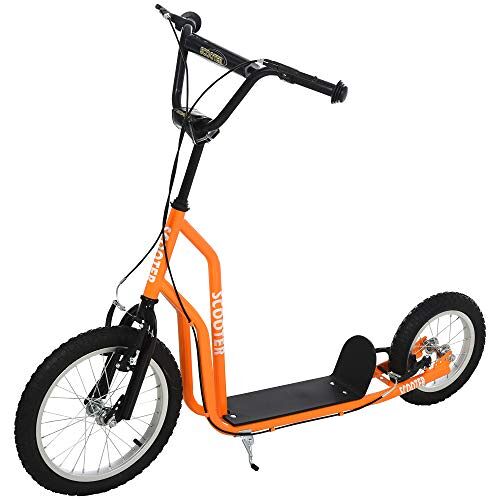 HOMCOM kinderscooter scooter step stadsscooter kinderscooter kickboard met luchtbanden 16/12 inch oranje 135 x 58 x 88-94 cm