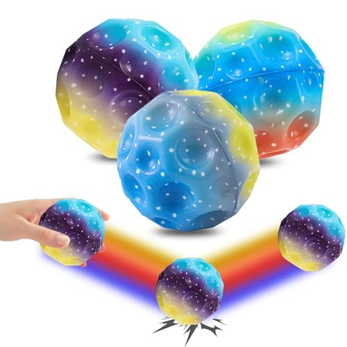 Shengruili Astro Jump Ball, 3 stuks, ruimteballen, speelgoed, stuitgat, ruimtebal, mini bouncing bal, speelgoed, planeten, springballen voor kinderen, buiten