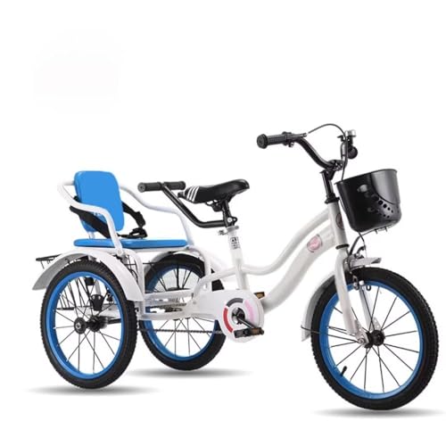 LSQXSS Grote driewielers met pedalen kinderen van 3-10 jaar,driewieler-riksja-driewielers met gevoelige rem,tweezits tandem-driewieler met passagiersstoel,meerdere opbergruimtes,peuter-cruiser-driewieler