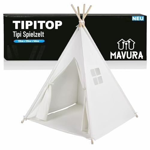 MAVURA TIPITOP Tipi-tent voor kinderen, tipi, speeltent, kindertent, kinderkamer, met raam, 120 x 120 x 140 cm