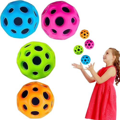 Amebleak 4 stuks astro jumpballen, maanbal, ruimteballen, planeten springballen, hoge springende rubberen bal, springende rubberen bal, mini bouncing bal, speelgoed, gatenbal voor kinderen,