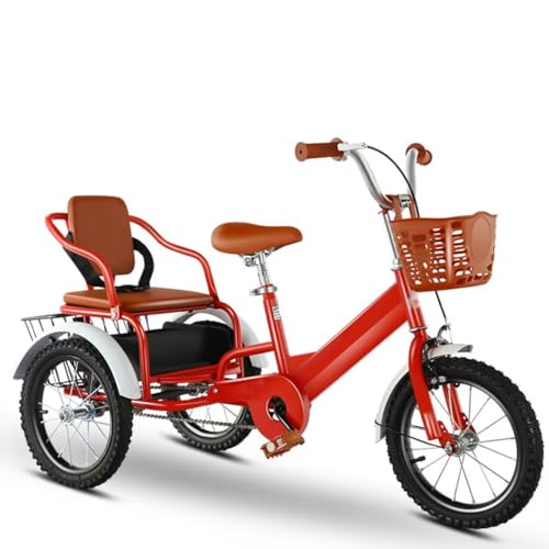 LSQXSS Driewieler voor kinderen, outdoor cruiser-fietsen met passagiersstoel, driewielige fiets met voor- en achtermand, grote driewielers met pedalen, tandemfietsen, driewielers