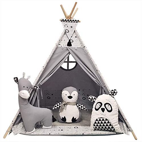 Izabell Speeltent voor kinderen, tipi, set voor kinderen, binnen en buiten, indianentipi met venster, tipi, met accessoires, tipitent dierentuin