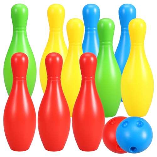 TOYANDONA 1 Set Bowlingset Voor Kinderen Bowlingbalset Met 10 Bowlingflessen En 2 Bowlingbal Mini-Bowlingspeelgoed Voor Kinderen