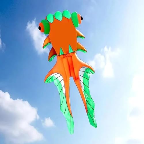 CAYUND Vliegende Fish Draken Outdoor Plezier Opblaasbaar Speelgoed Paraglider Vliegvliegen Windsurfen Vliegdraak (Kleur: 5,5 m Oranjeroodgroen)