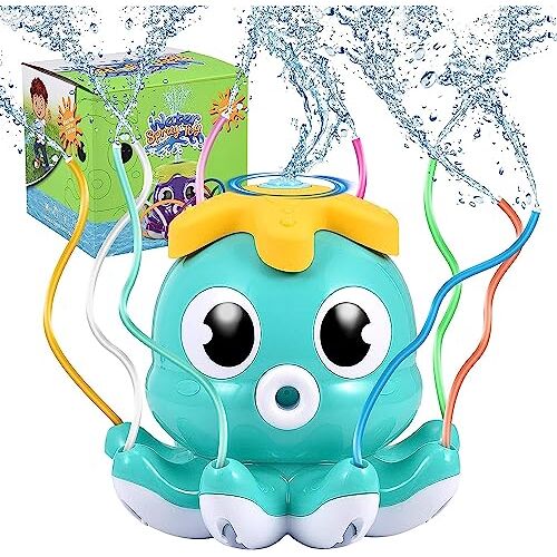 CYTBEK Octopus Sprinkler Water Speelspeelgoed voor kinderen Peuters, Zomer Water Spray Games met 8 Wiggle Tubes voor Outdoor Tuin Backyard Beach Activiteiten, Compatibel met Tuinslang