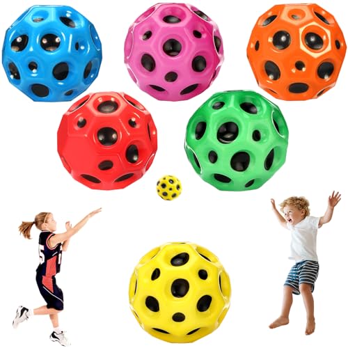 Royouzi 6 stuks astro jumpballen, astro jumpbal, maan bal, stuitbal, stuiterbal voor kinderen, hoge springende rubberen bal, springende bal, springende bal, knallend geluid, voor kinderfeestcadeau