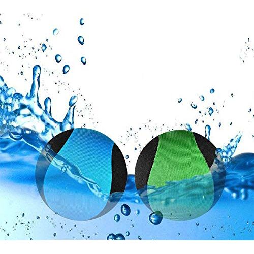 MAKFORT 2 Pack stuiterende water skim bal grappig zwembad speelgoed ballen stuiteren op de waterbal surfen bal (blauw +groen)