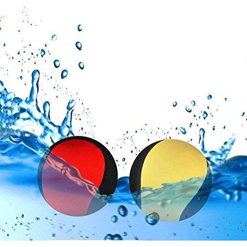 MAKFORT 2 Pack Stuiterende Water Skim Ball Grappig Zwembad Speelgoed Ballen Stuiteren op de Waterbal Surfbal (Rood+Geel)