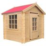 TIMBELA M570R-1 Houten huis voor kinderen, rood dak, speelhuis voor buiten, 111 x 113 x 121 cm/0,9 m², tuinhuis voor kinderen, hout, zomerhuis voor buiten