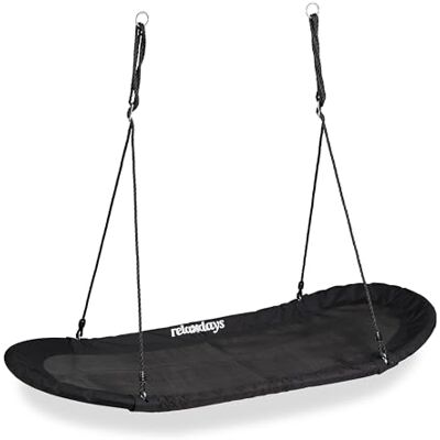 Relaxdays nestschommel ovaal, schommel voor kinderen & volwassenen, 100 kg, grote ligschommel, 141,5 x 43,5 cm, zwart Relaxdays nestschommel ovaal, schommel voor kinderen & volwassenen, 100 kg, grote ligschommel, 141,5 x 43,5 cm, zwart