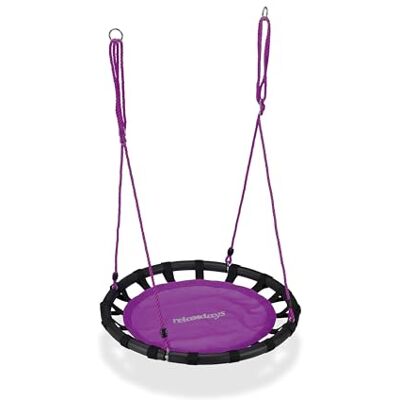 Relaxdays nestscommel, ronde vogelnestschommel voor kinderen, verstelbare schommel, Ø: 80cm, tot 100 kg, paars Relaxdays nestscommel, ronde vogelnestschommel voor kinderen, verstelbare schommel, Ø: 80cm, tot 100 kg, paars