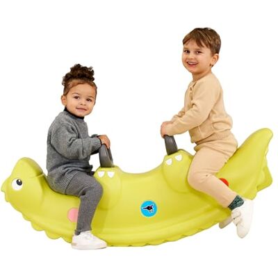 BIG Sammy Rocker Kinderwip voor 1 tot 3 personen, met schattige rugschubben en stevige handgrepen, belastbaar tot 50 kg, voor kinderen vanaf 12 maanden, groen BIG Sammy Rocker Kinderwip voor 1 tot 3 personen, met schattige rugschubben en stevige handgrepen, belastbaar tot 50 kg, voor kinderen vanaf 12 maanden, groen
