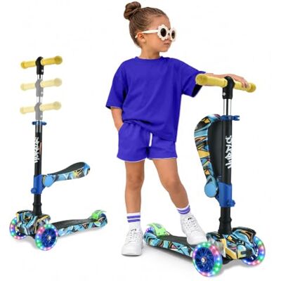 Hurtle Kinderstep,3-wiel Step,Opvouwbare Scooter met Verstelbare Hoogte,Antislip Platform,LED Verlichte Wielen,Step voor Meisjes/Jongens Hurtle Kinderstep,3-wiel Step,Opvouwbare Scooter met Verstelbare Hoogte,Antislip Platform,LED Verlichte Wielen,Step voor Meisjes/Jongens