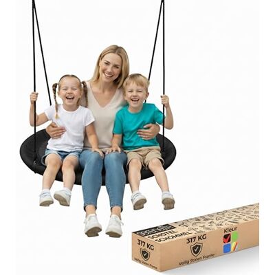SereneLife Nestschommel Schotelschommel – Buitenschommel voor Kinderen & Volwassenen, Draagvermogen 317 kg – 360° Draaipunt, Verstelbare Ophangriemen – Zwart SereneLife Nestschommel Schotelschommel – Buitenschommel voor Kinderen & Volwassenen, Draagvermogen 317 kg – 360° Draaipunt, Verstelbare Ophangriemen – Zwart