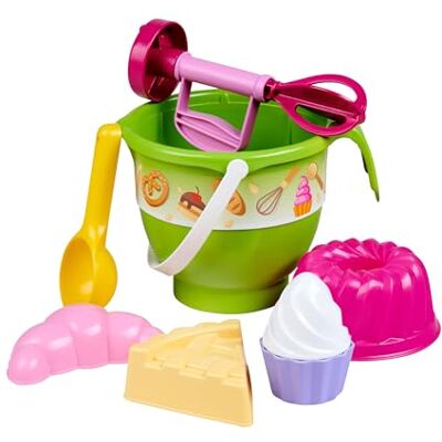 SIMBA Kleine bakset – 7-delige zandspeelgoedset met kom, mixer, taartvorm – kleurrijke kunststof, vanaf de eerste levensmaanden SIMBA Kleine bakset – 7-delige zandspeelgoedset met kom, mixer, taartvorm – kleurrijke kunststof, vanaf de eerste levensmaanden
