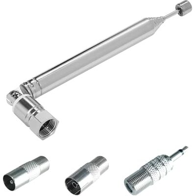 TechniSat DAB+/FM Telescopische staafantenne, passieve kamerantenne, schroefbare antenne met F-stekker voor radio, stereo-installatie, radio-tuner, AV-ontvanger, versterker, hifi-ontvanger, zilver TechniSat DAB+/FM Telescopische staafantenne, passieve kamerantenne, schroefbare antenne met F-stekker voor radio, stereo-installatie, radio-tuner, AV-ontvanger, versterker, hifi-ontvanger, zilver