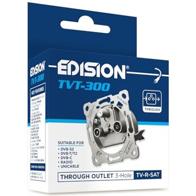 Edision Antennebus Sat Universal TVT-300, doorgangsdoos TV-R-SAT inbouw 3-gat, geschikt voor satellietDVB-S2, Unicable, terrestrisch DVB-T/T2, kabel DVB-C, radio, FM, DAB+, DC-pas, 3 uitgangen Edision Antennebus Sat Universal TVT-300, doorgangsdoos TV-R-SAT inbouw 3-gat, geschikt voor satellietDVB-S2, Unicable, terrestrisch DVB-T/T2, kabel DVB-C, radio, FM, DAB+, DC-pas, 3 uitgangen