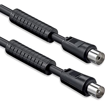 1aTTack.de Antennekabel met ferriet common-mode smoorspoel, 1,5 meter, dubbel afgeschermd, coaxiale stekker > coaxiale aansluiting (volledig afgeschermd), zwarte coaxkabel met FE 85dB 1aTTack.de Antennekabel met ferriet common-mode smoorspoel, 1,5 meter, dubbel afgeschermd, coaxiale stekker > coaxiale aansluiting (volledig afgeschermd), zwarte coaxkabel met FE 85dB