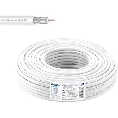 Edision ICX-25 coaxkabel 25 m, antennekabel TV SAT intern PVC wit, staal koper CCS/AL, 17VATC, CPR Eca, klasse A, SAT-kabel, voor DVB-S2, DVB-T/T2, DVB-C, RADIO, spoel 25 m Edision ICX-25 coaxkabel 25 m, antennekabel TV SAT intern PVC wit, staal koper CCS/AL, 17VATC, CPR Eca, klasse A, SAT-kabel, voor DVB-S2, DVB-T/T2, DVB-C, RADIO, spoel 25 m