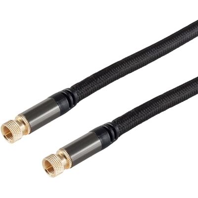 1aTTack.de 2,5 m BlackCotton SAT-kabel, viervoudig afgeschermd, dubbel afgeschermd koper, vergulde connectoren, zwarte textielmantel, metalen behuizing 1aTTack.de 2,5 m BlackCotton SAT-kabel, viervoudig afgeschermd, dubbel afgeschermd koper, vergulde connectoren, zwarte textielmantel, metalen behuizing