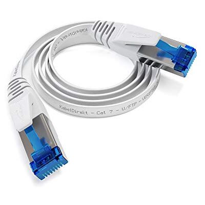 KabelDirekt – Platte CAT7 Ethernet kabel 10Gbit/s – 0,5m 10Gbps maximale glasvezel snelheid, zeer flexibel & geschikt voor permanente installatie, RJ45, wit KabelDirekt – Platte CAT7 Ethernet kabel 10Gbit/s – 0,5m 10Gbps maximale glasvezel snelheid, zeer flexibel & geschikt voor permanente installatie, RJ45, wit